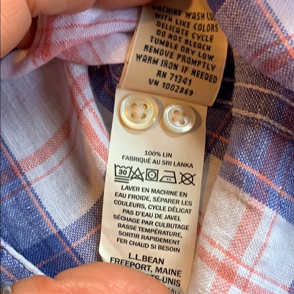 L.L. Bean Premium 100% Linen Plaid Tunic Shirt - Picture 8 of 11